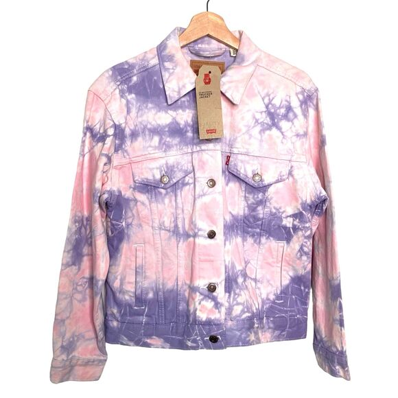 Levi’s Ex-boyfriend Trucker Pink/Purple Tie Dye Women’s S Jacket Size Small NWT - Picture 3 of 13